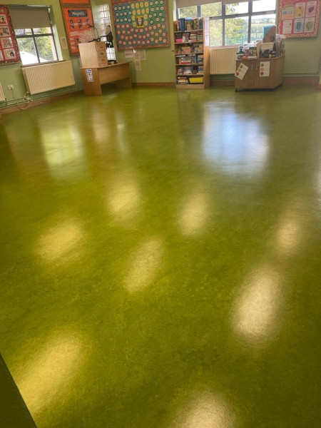 Marmoleum floor in a classroom after cleaning by Ace Cleaning, Advanced Cleaning Experts, Cavan & Fermanagh, Ireland