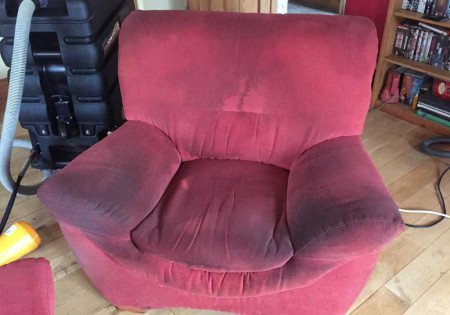 Before upholstery cleaning of an armchair by Advanced Cleaning Experts, ACE Cleaning, Cavan & Fermanagh